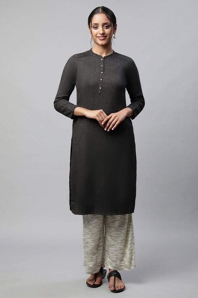 grey yarn dyed kurta