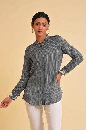 grey yarn dyed stripe shirt