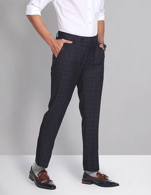 grid check sartorial formal trousers