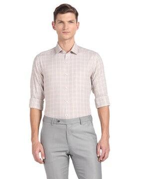 grid checked slim fit shirt