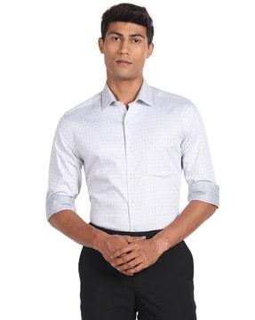 grid tattersall checked slim fit shirt