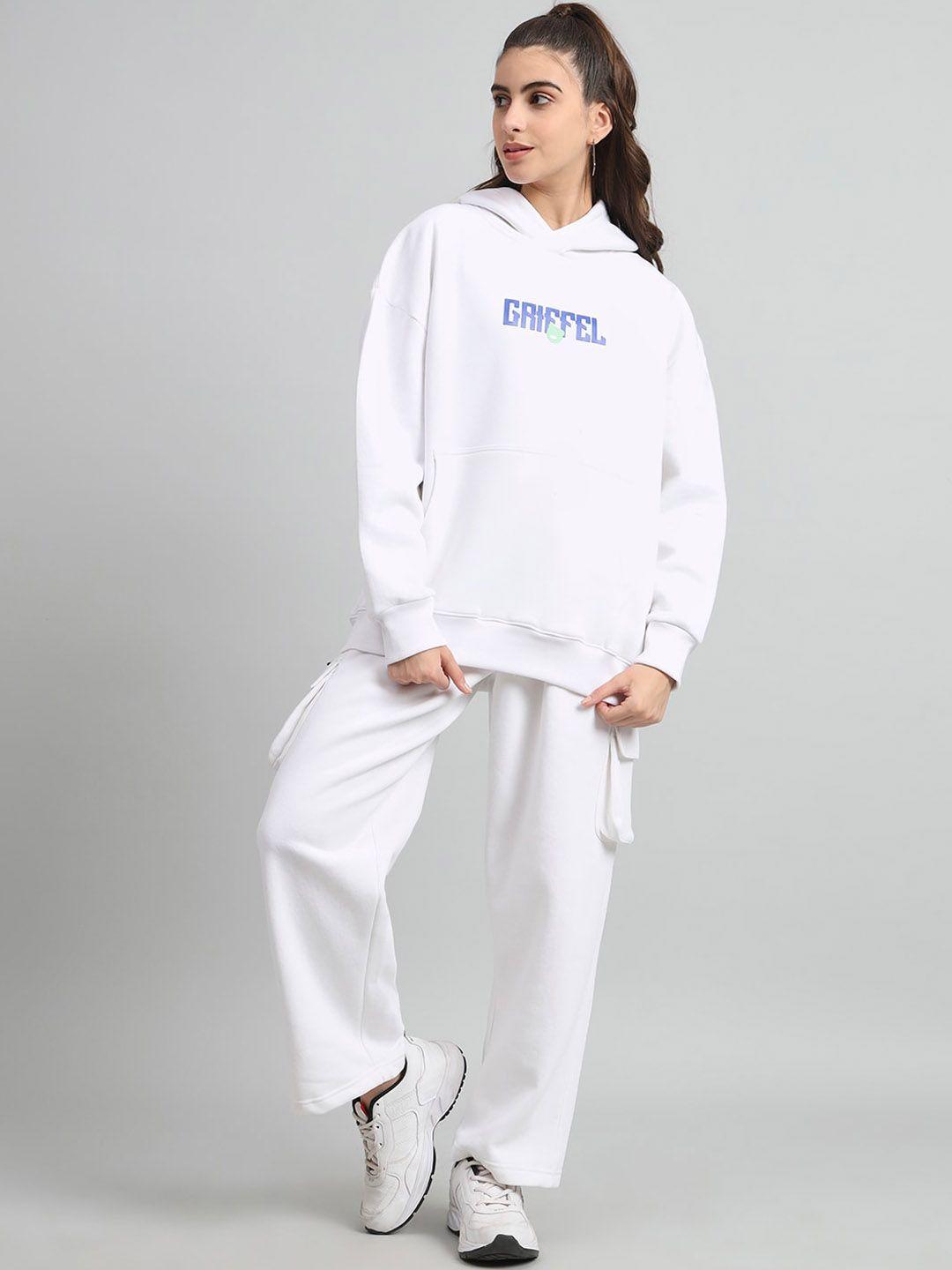 griffel brand logo printed hooded fleece tracksuits