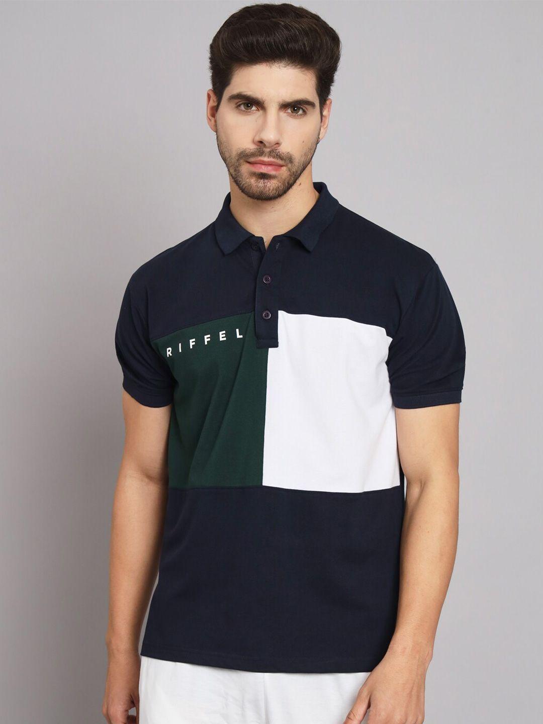 griffel colourblocked polo collar cotton t-shirt