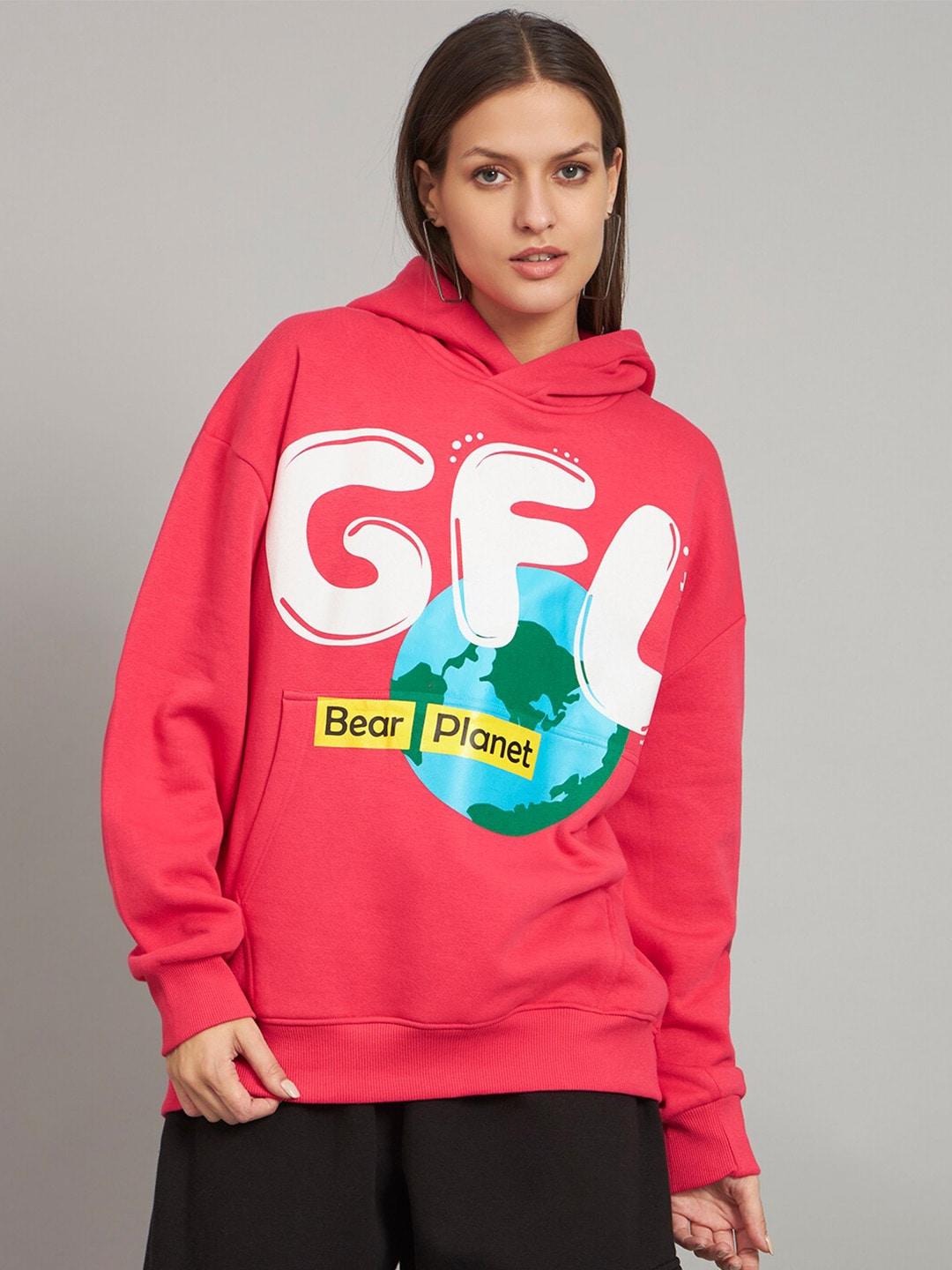 griffel graphic printed hooded fleece pullover sweatshirt