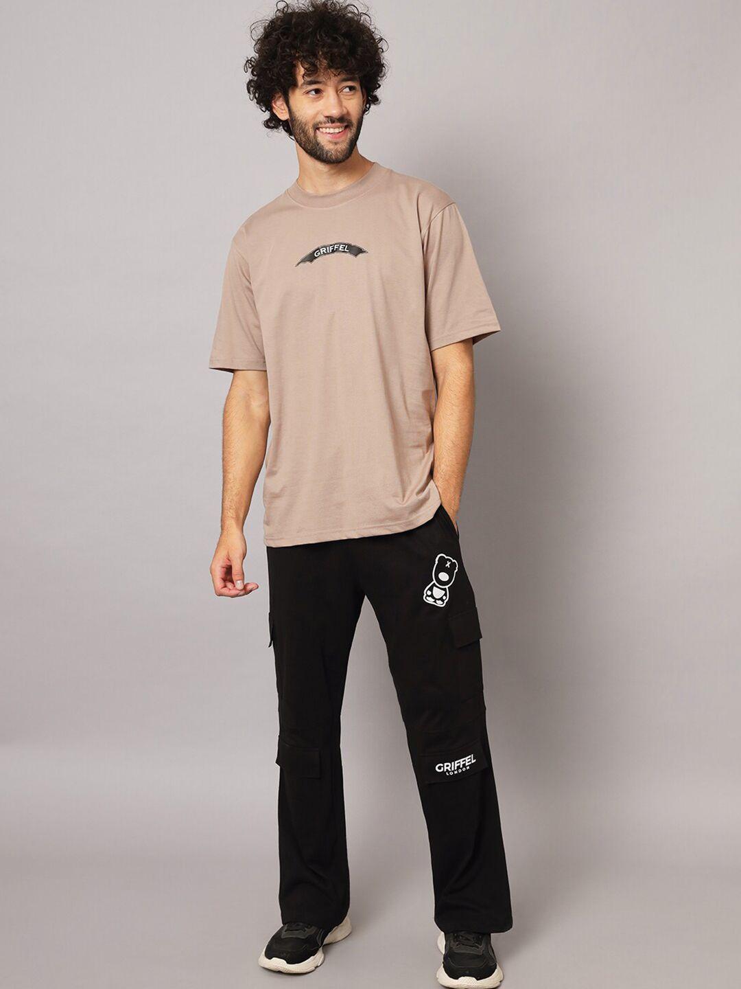 griffel men printed t-shirt with trousers cotton tracksuits