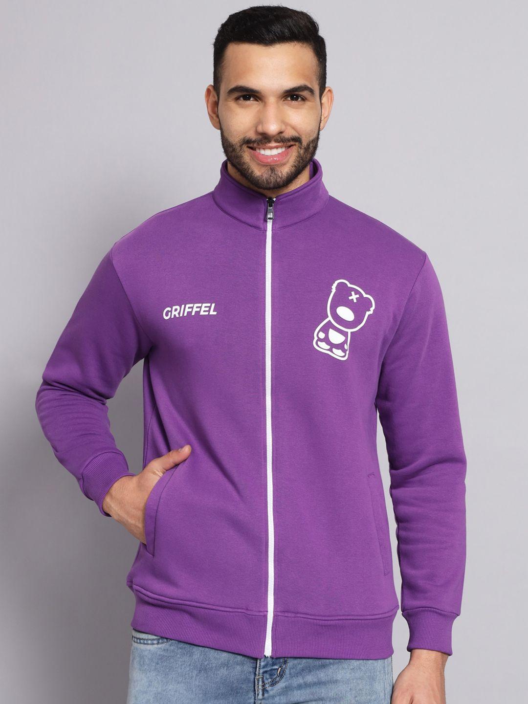 griffel men purple printed sweatshirt