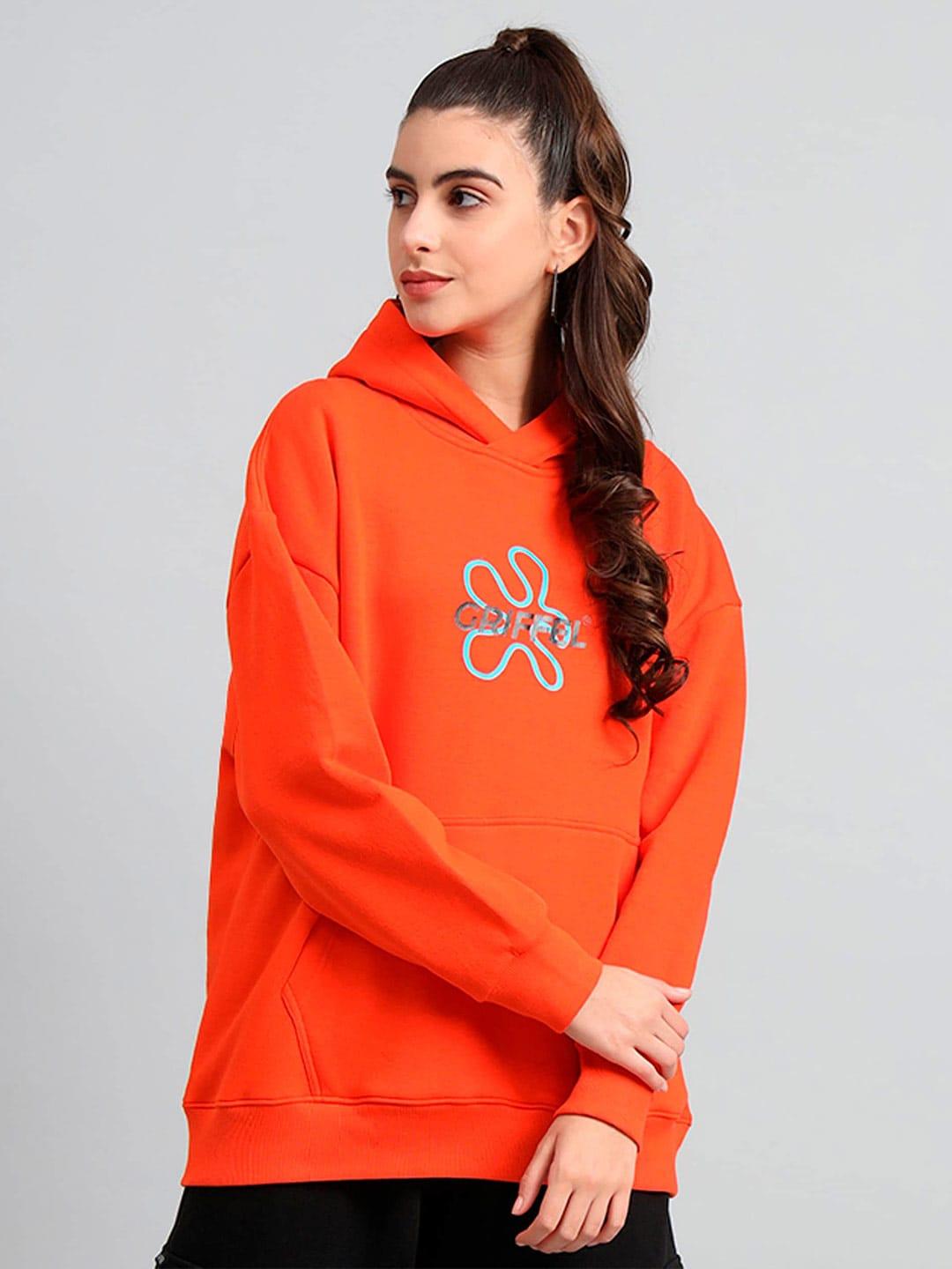 griffel typography printed hooded fleece oversized pullover