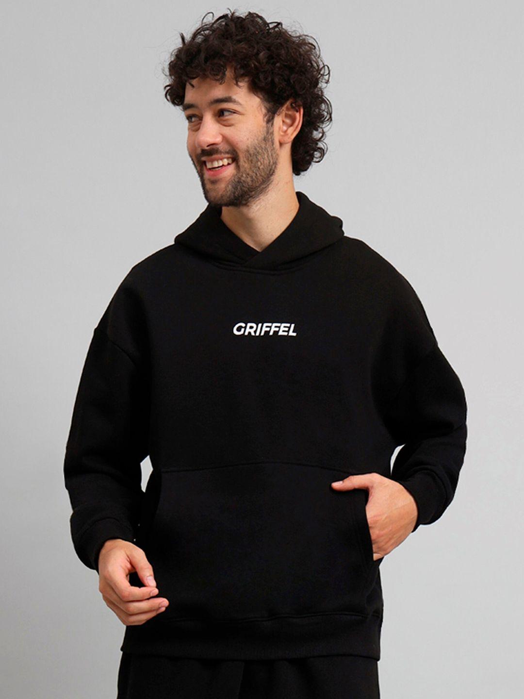 griffel typography printed hooded fleece pullover sweatshirt