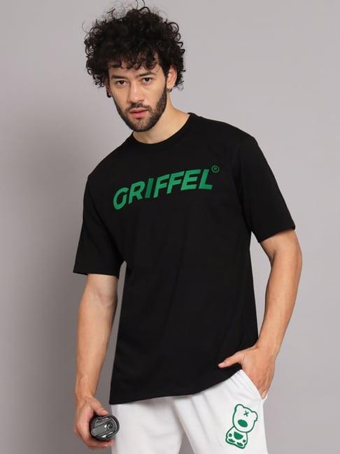 griffel black printed loose fit oversized crew t-shirt