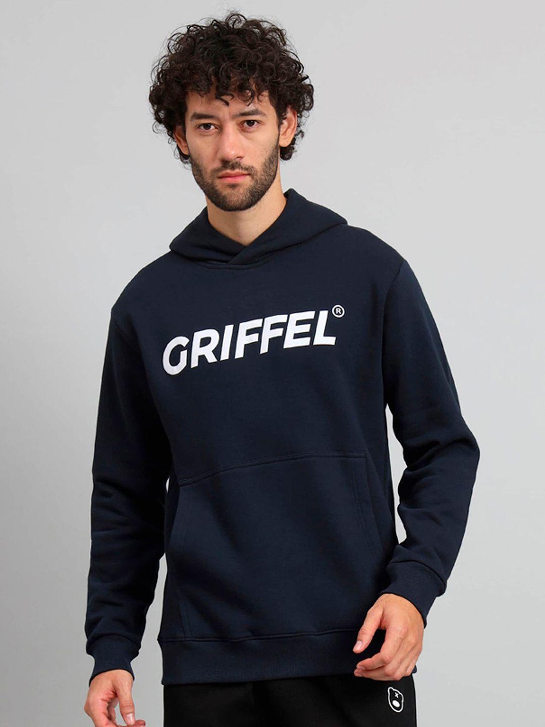 griffel brand logo printed hooded fleece sweatshirt