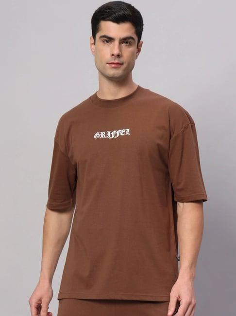 griffel bronze cotton loose fit printed t-shirt