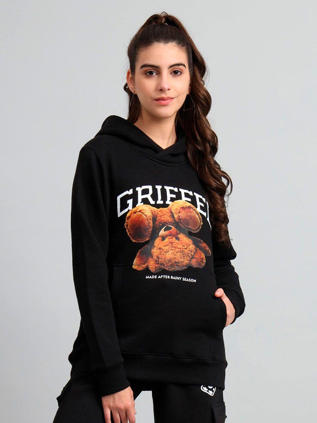 griffel graphic printed hooded fleece pullover sweatshirt
