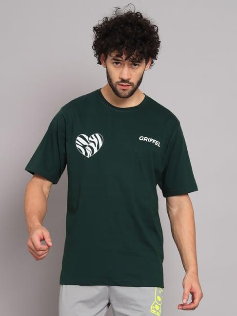 griffel green printed loose fit oversized crew t-shirt