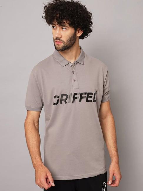 griffel grey regular fit printed polo t-shirt