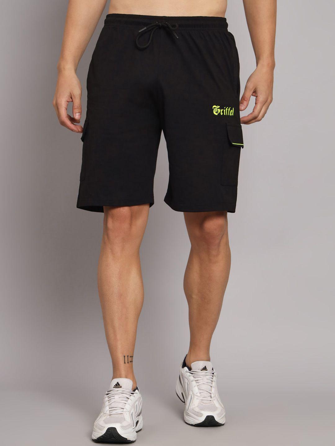 griffel men black loose fit cotton sports shorts