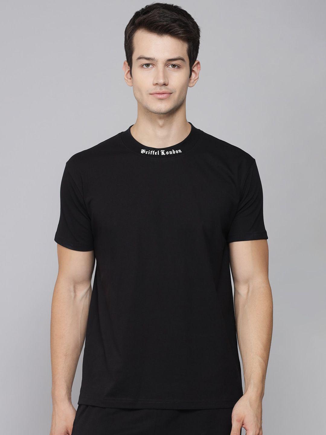 griffel men black raw edge t-shirt