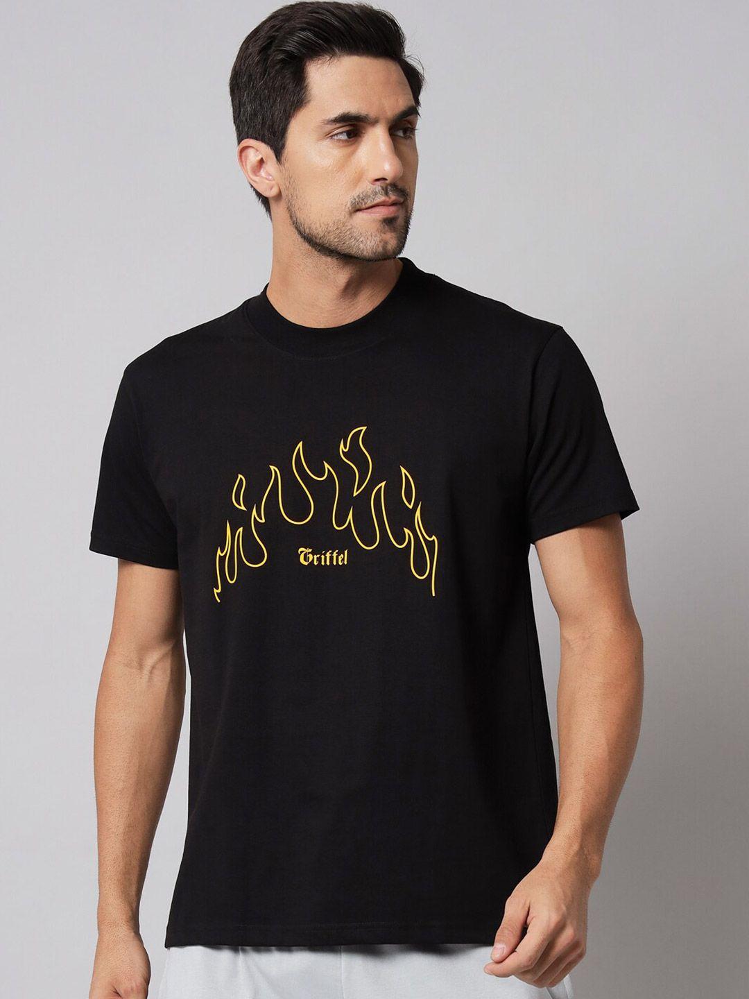 griffel men black typography printed t-shirt