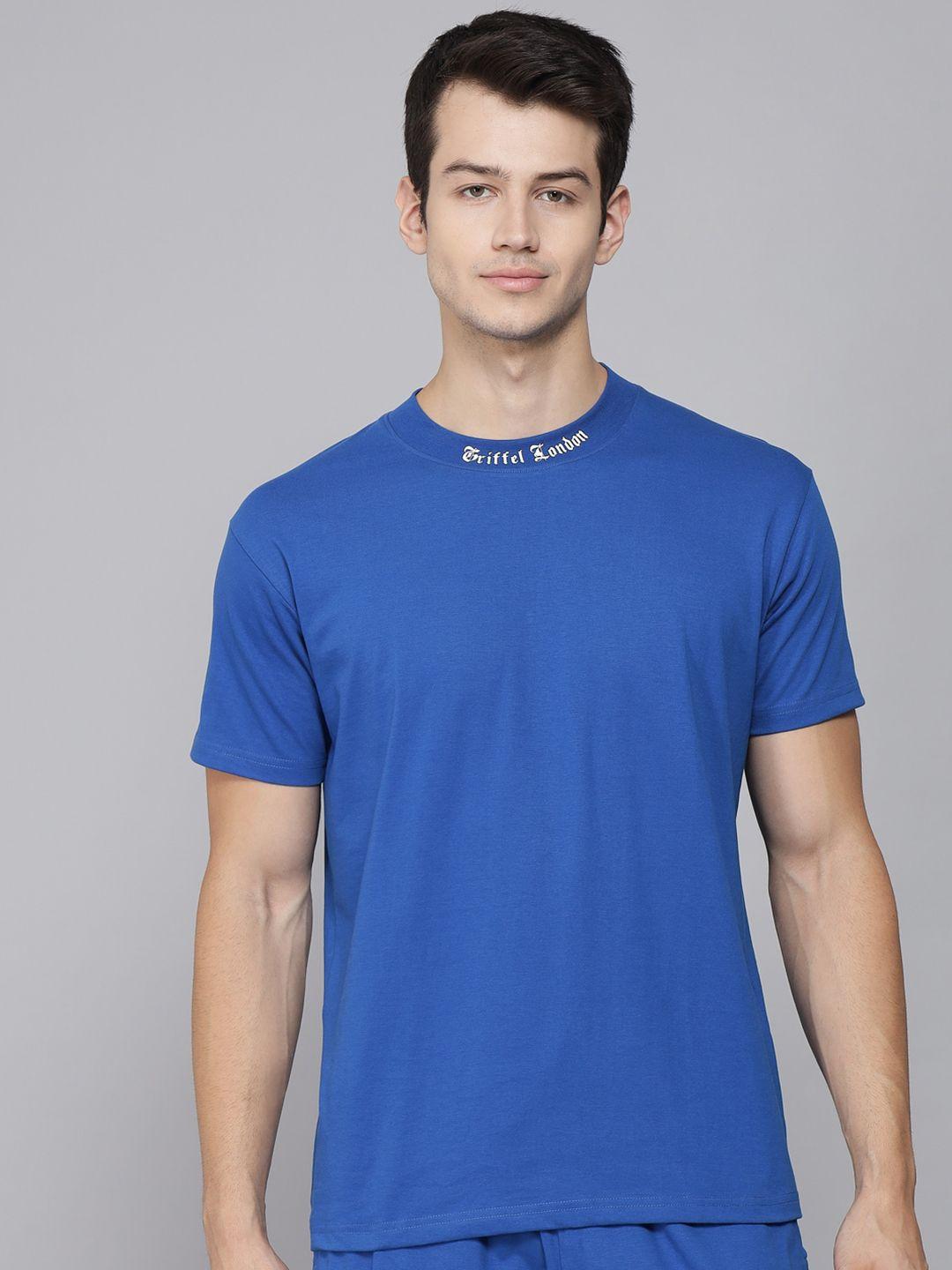 griffel men blue raw edge t-shirt