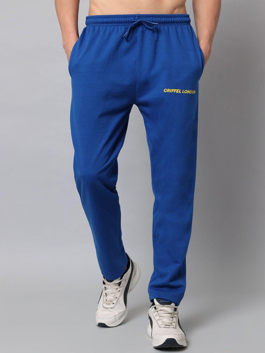 griffel men blue solid cotton track pants