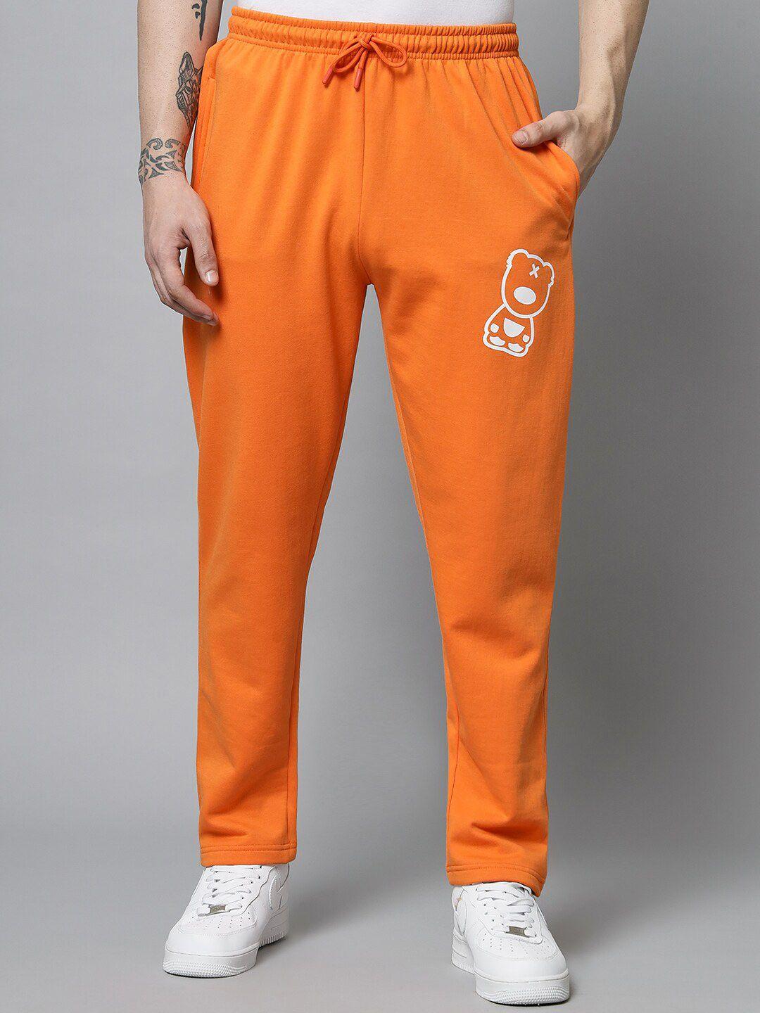 griffel men orange coloured cotton track pants