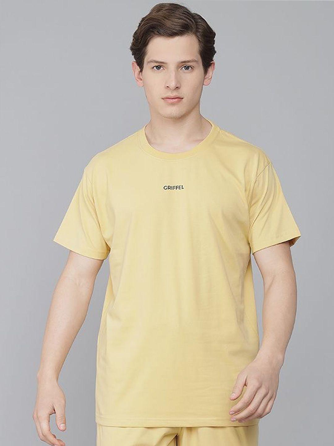 griffel men yellow round neck  short sleeves  t-shirt