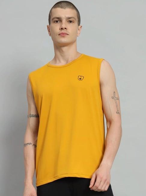 griffel mustard cotton loose fit printed t-shirt