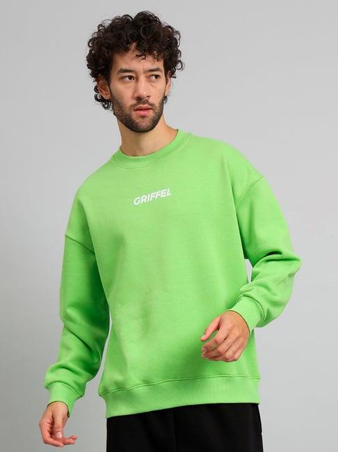 griffel parrot green loose fit logo print oversized sweatshirt