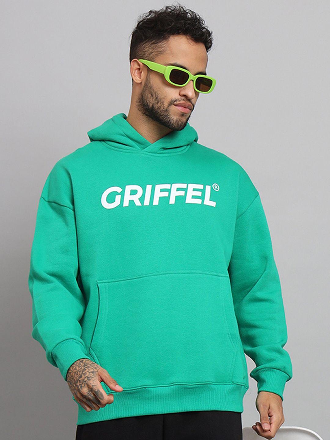 griffel typography printed fleece hooded pullover sweatshirt