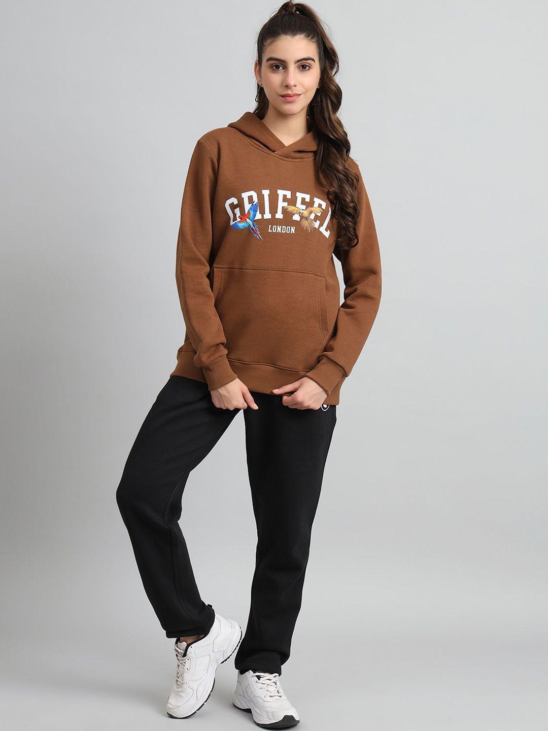 griffel typography printed hooded fleece cotton tracksuit