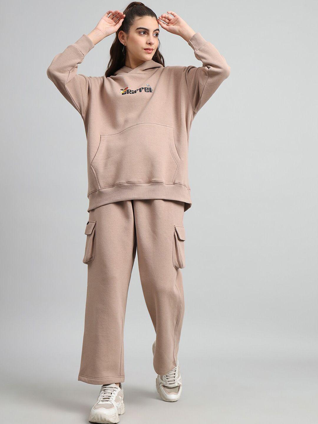 griffel typography printed hooded fleece cotton tracksuit