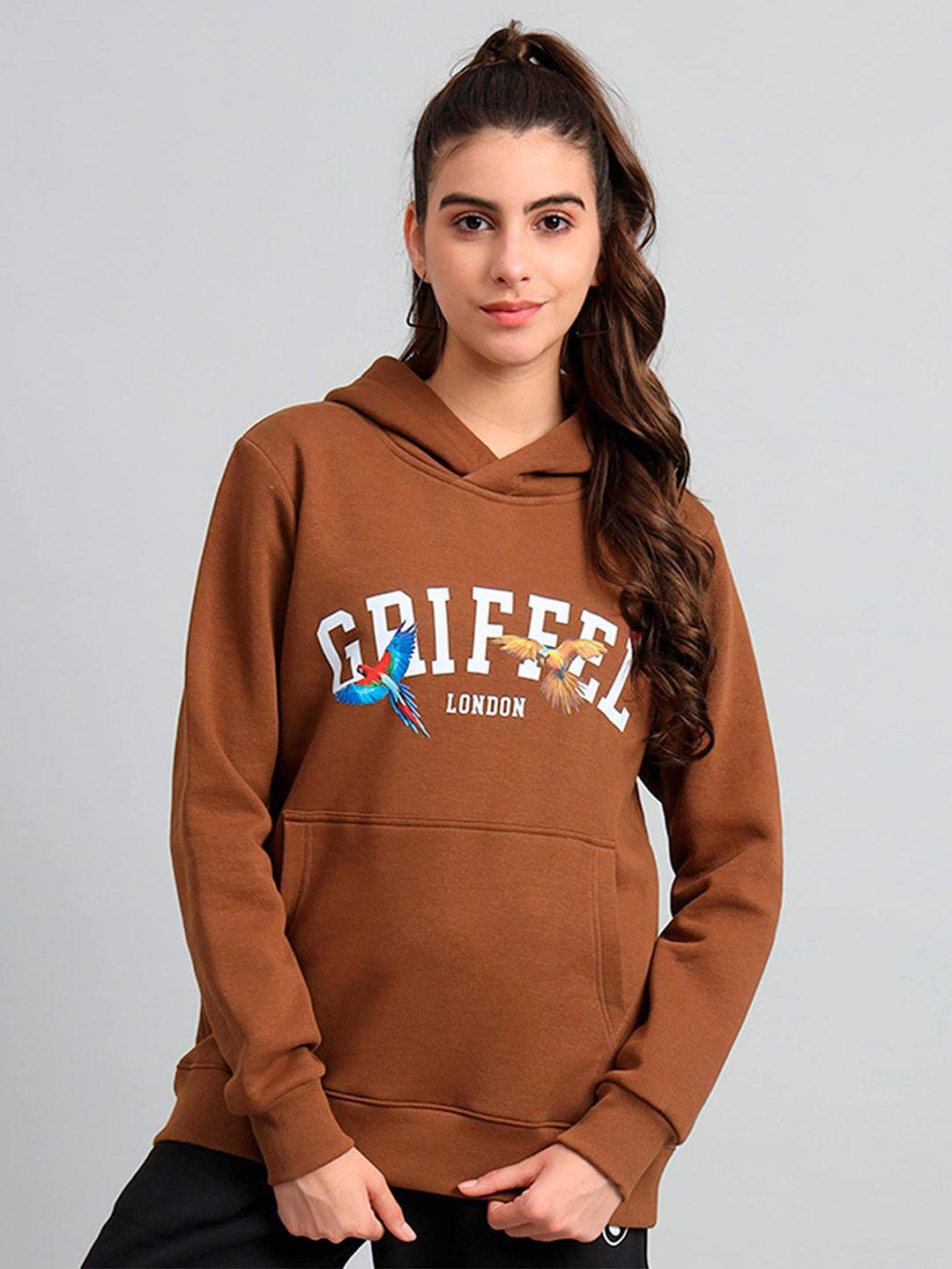 griffel typography printed hooded fleece pullover sweatshirt