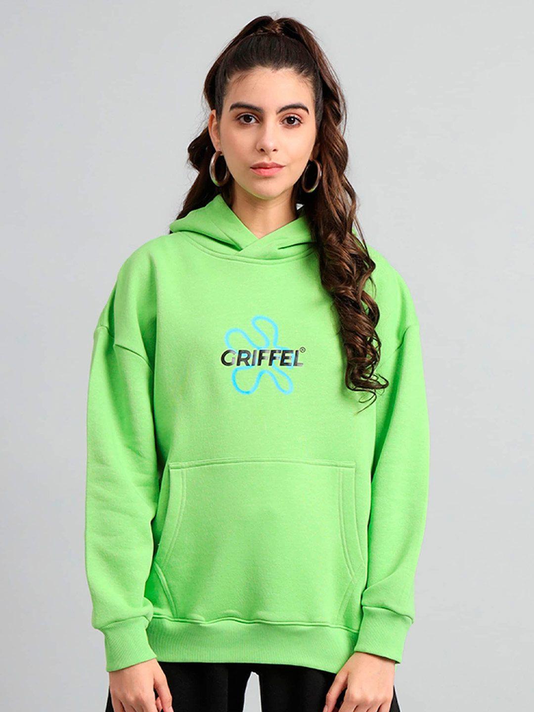 griffel typography printed hooded fleece pullover sweatshirt