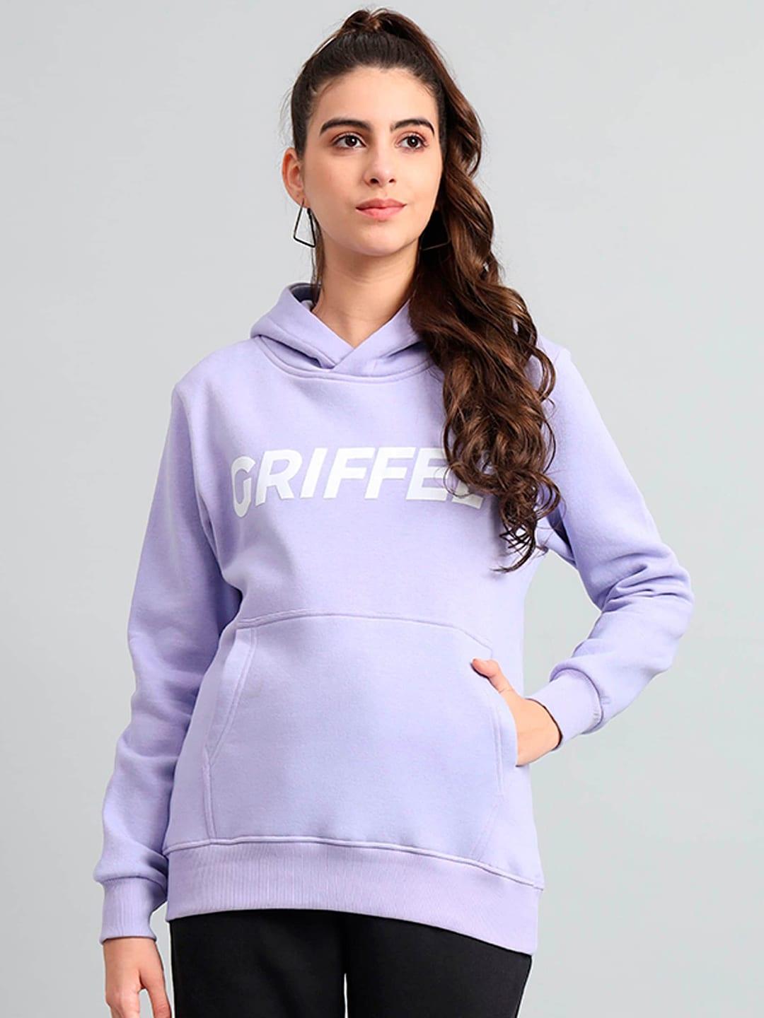 griffel typography printed hooded fleece pullover