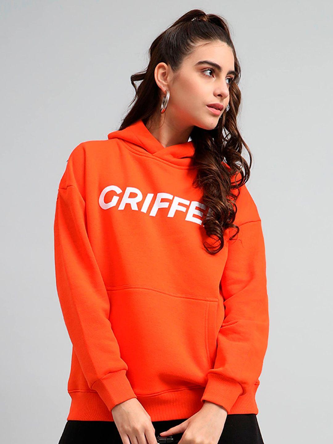 griffel typography printed hooded pullover sweatshirt