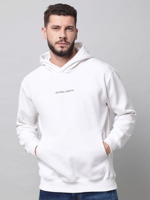 griffel white full sleeves hooded sweatshirt