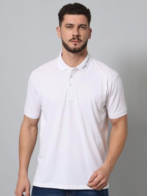 griffel white regular fit polo t-shirt