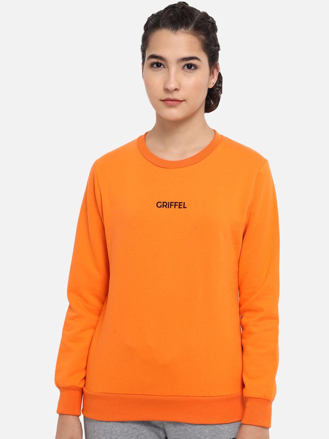 griffel women orange printed sweatshirt