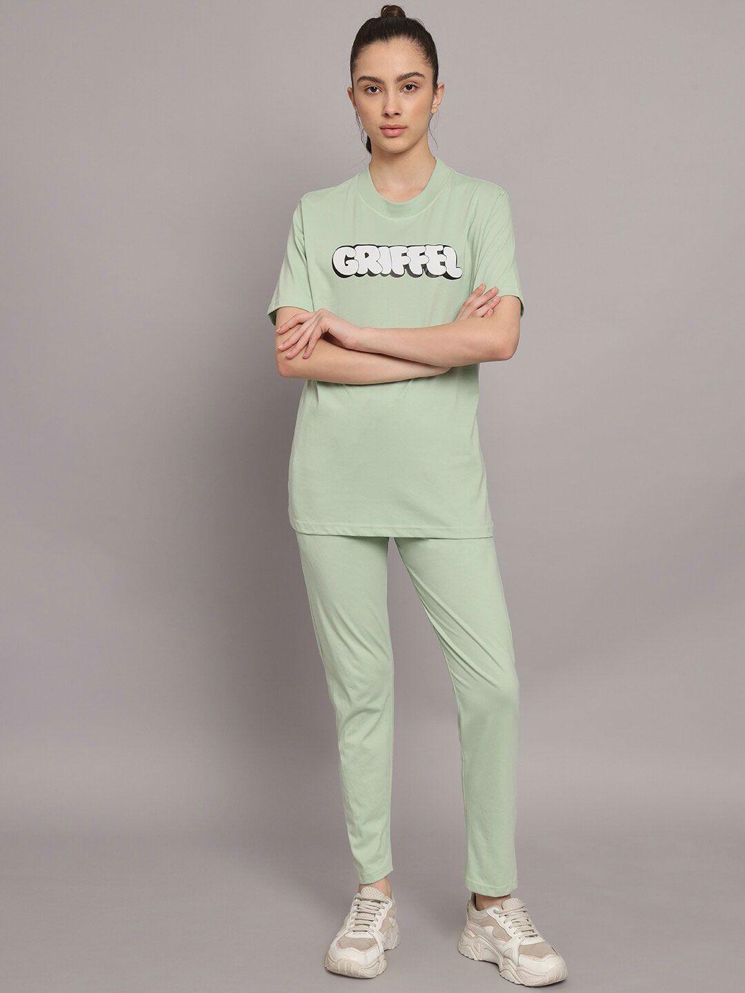 griffel women pure cotton t-shirt with track pants