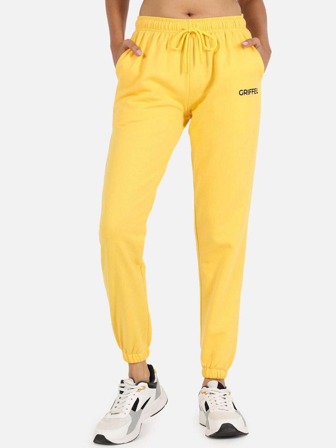 griffel women yellow solid cotton joggers