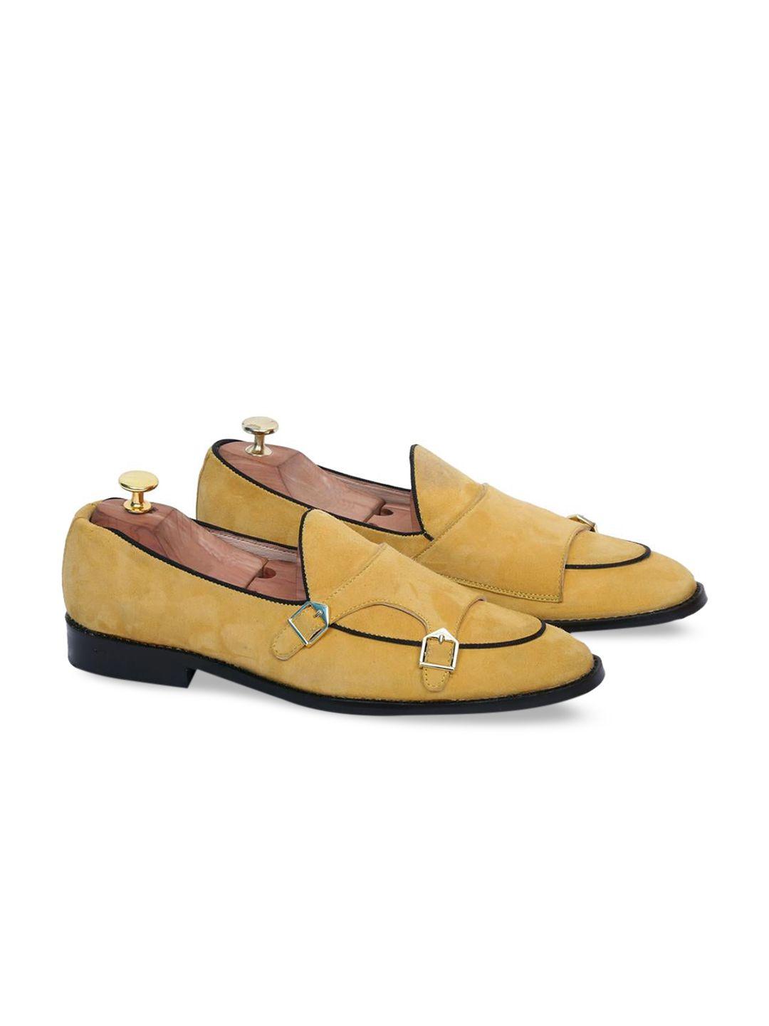 griffin men's mustard colourblocked suede loafers