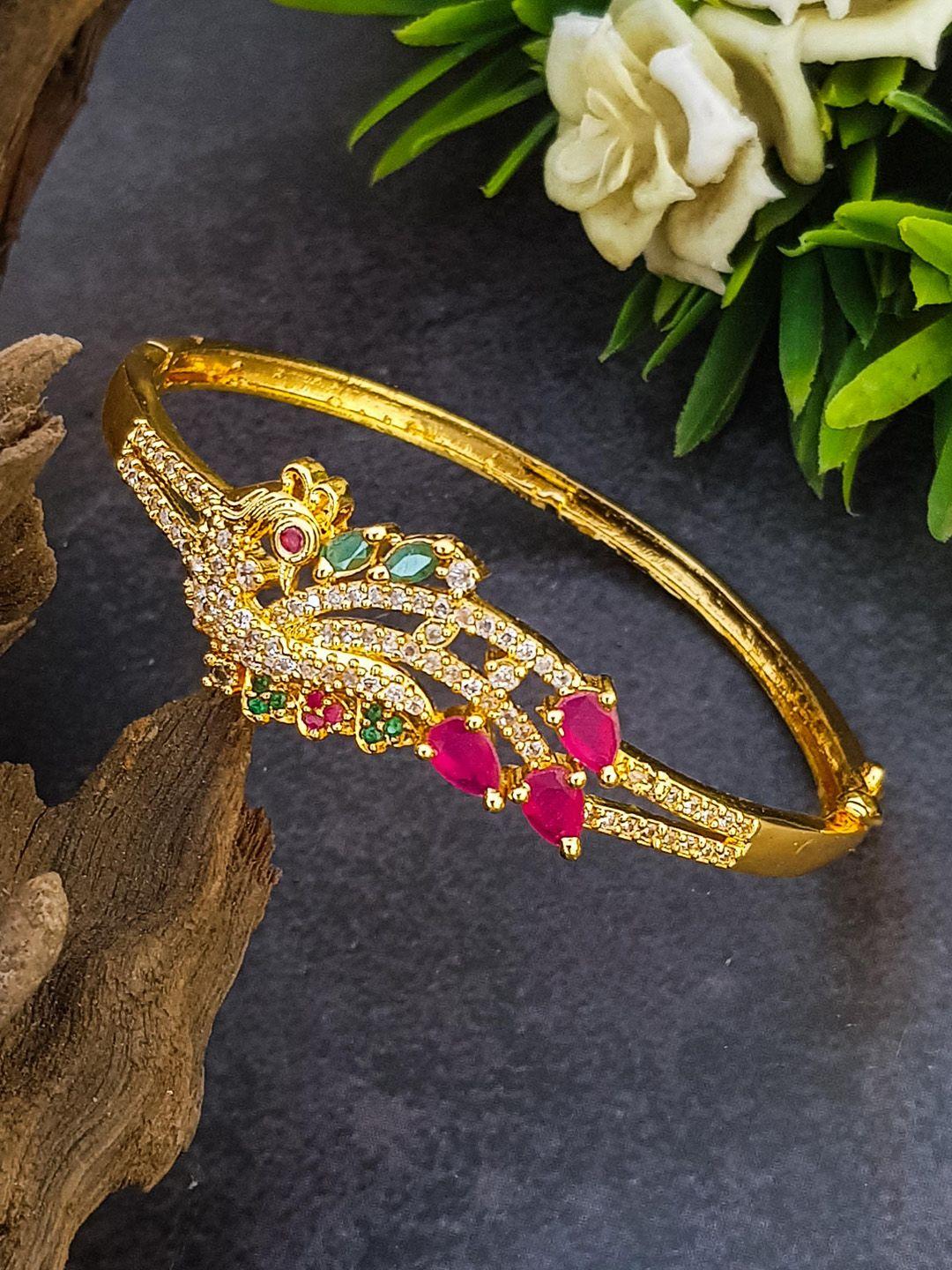 griiham gold-plated ad-studded kada bangle