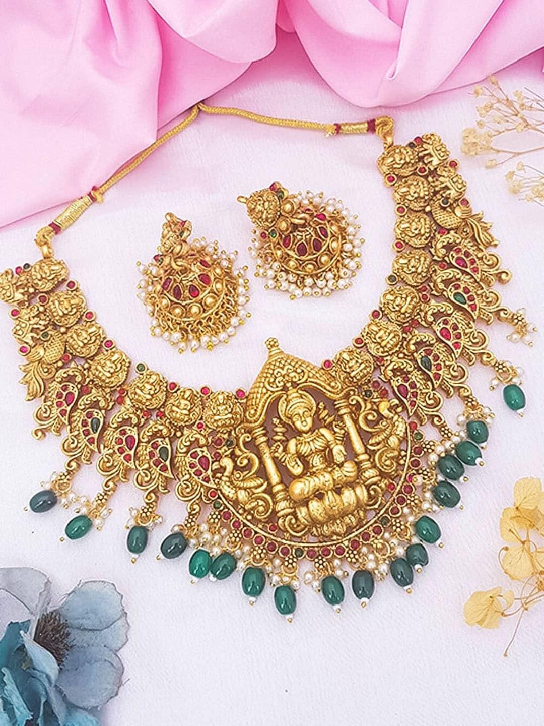 griiham gold-plated temple choker necklace set