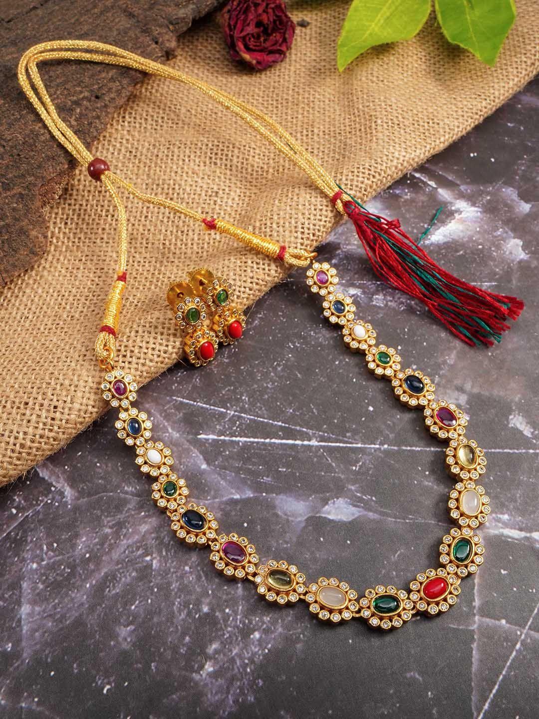 griiham gold-plated & cz studded jewellery set