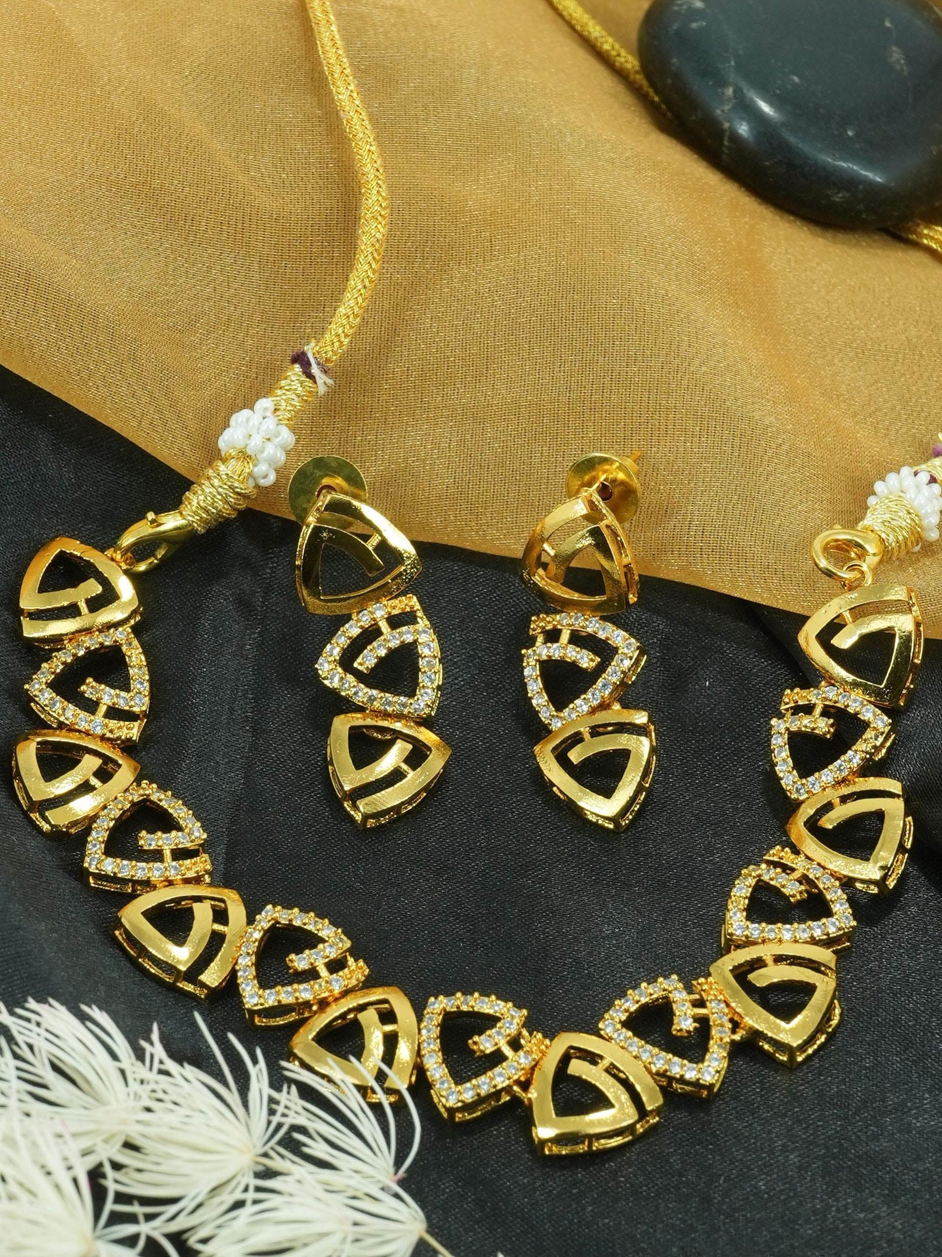 griiham gold-plated ad-studded jewellery set