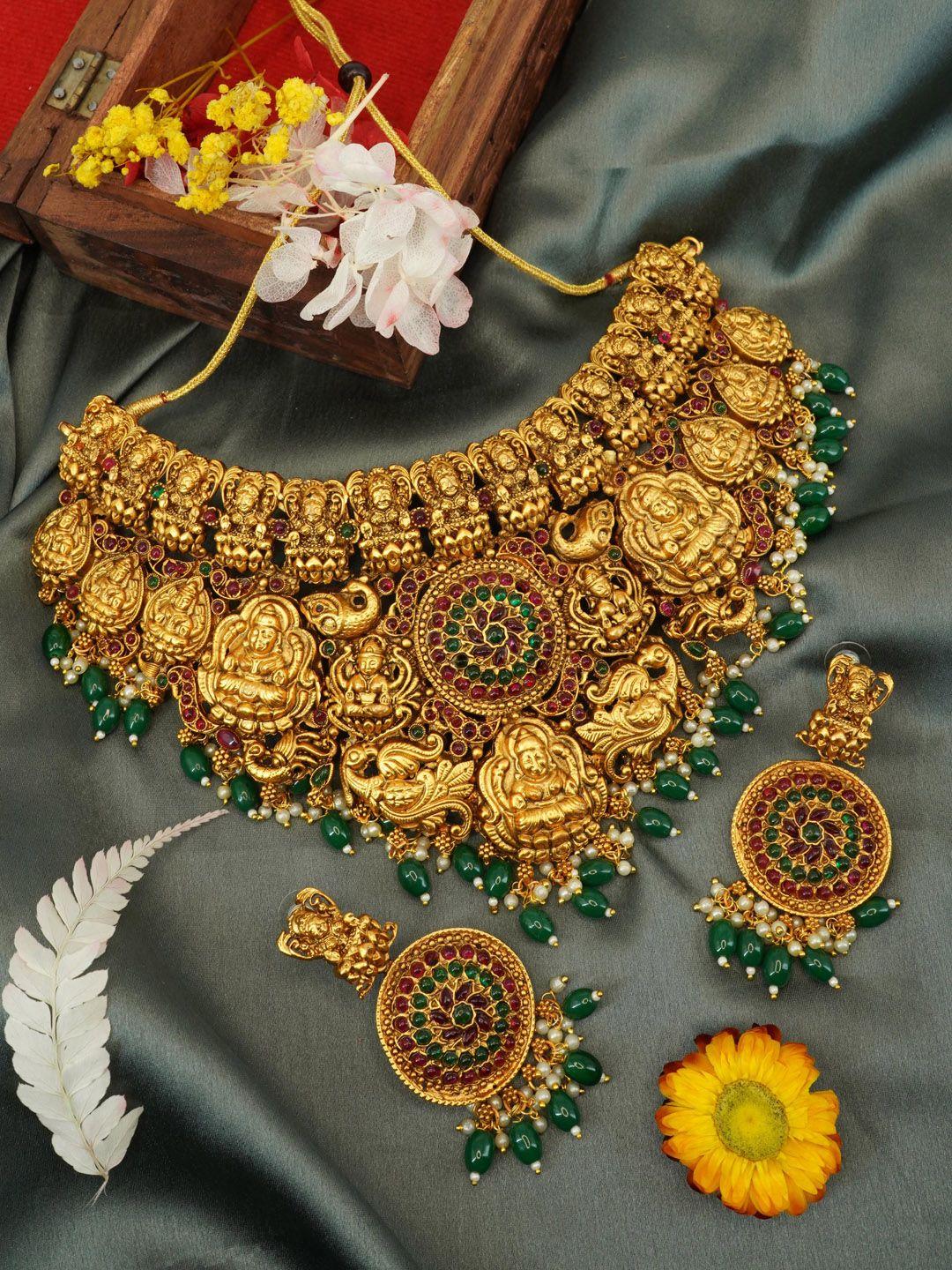 griiham gold-plated ad-studded jewellery set