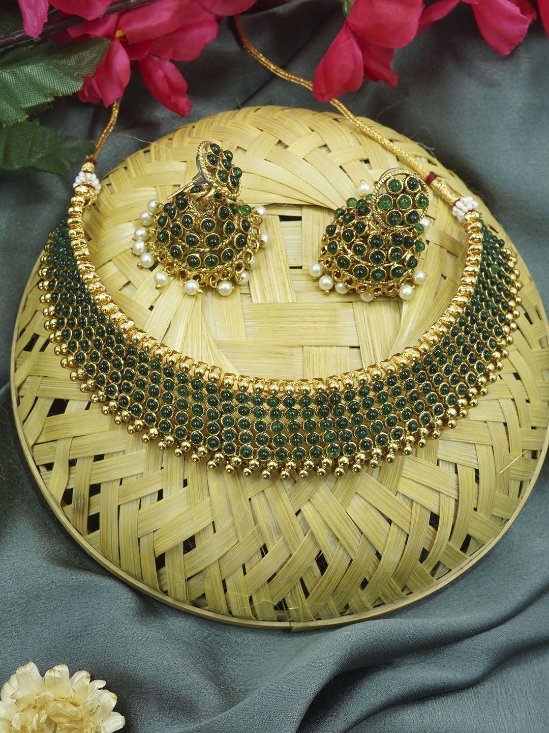 griiham gold-plated ad-studded jewellery set