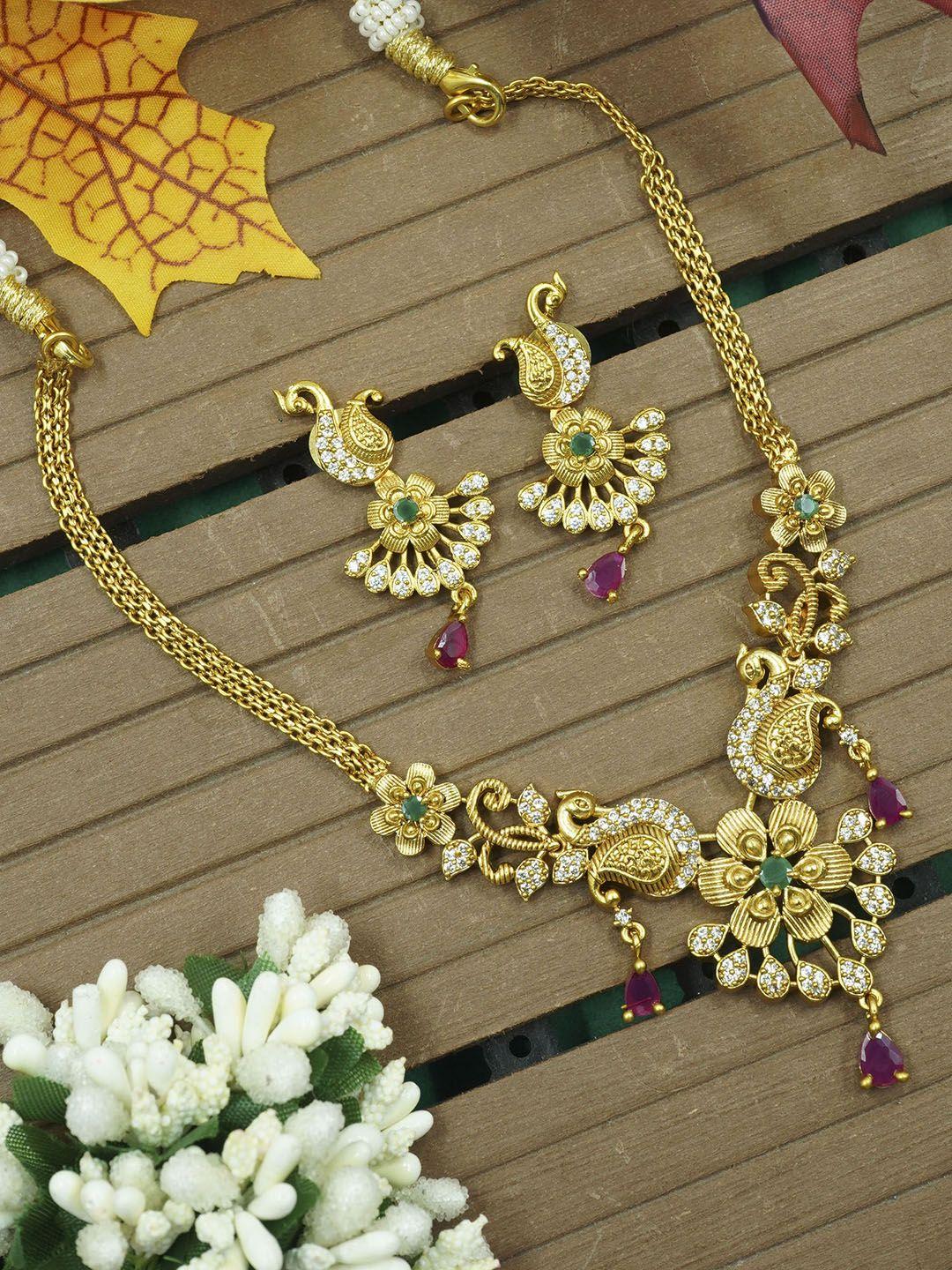 griiham gold-plated ad-studded jewellery set