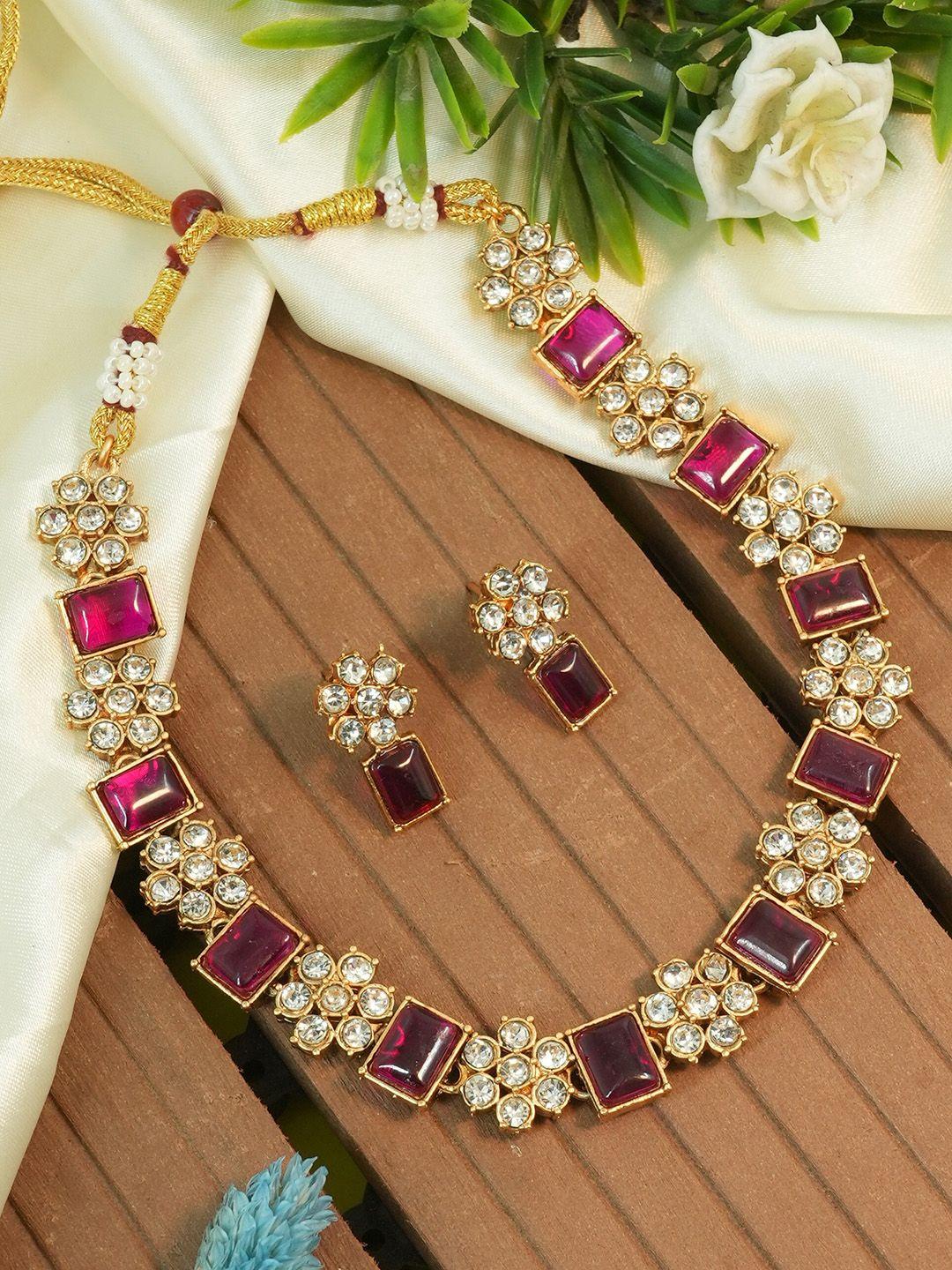 griiham gold-plated ad-studded jewellery set