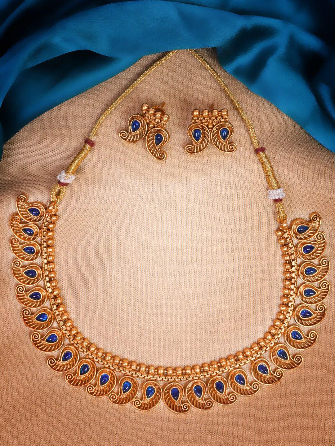 griiham gold-plated blue jewellery set