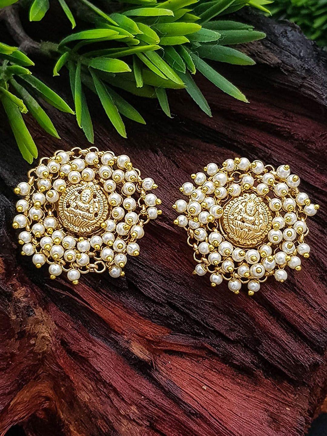 griiham gold-plated circular shaped ad studs earrings